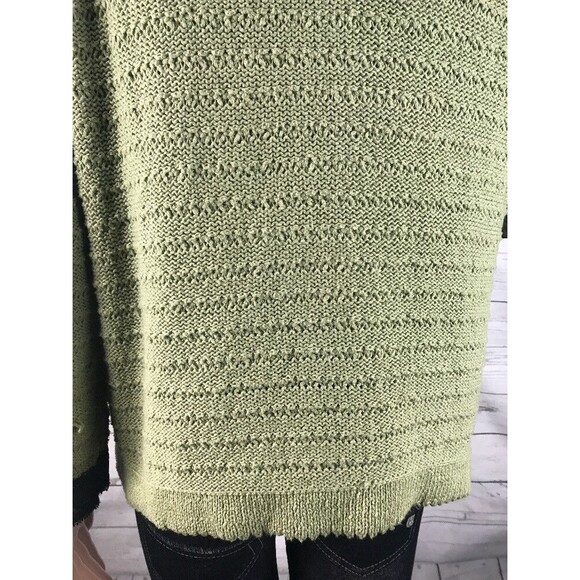 Bandolino Cardigan Sweater Olive Green Black Lace Trim - Picture 9 of 10